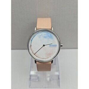 Womens Skagen Signatur Watercolor Watch Pink Leather Quartz New Battery Slim